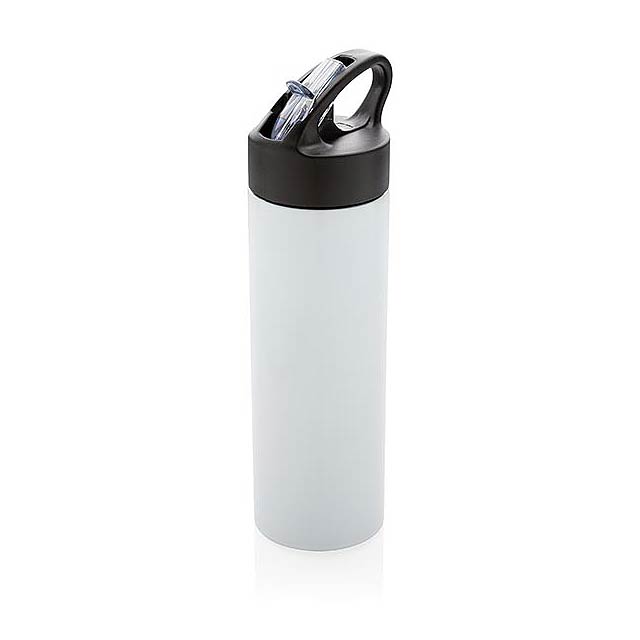 Sport bottle with straw - white