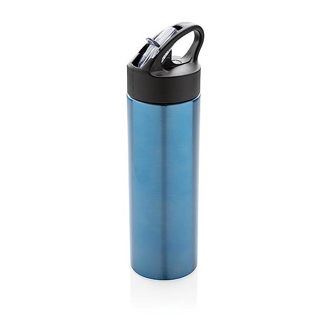 Sport bottle with straw - blue