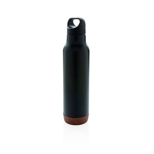Cork leakproof vacuum flask - black