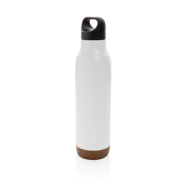 Auslaufsichere Vakuum-Flasche mit Kork, weiß - Weiß 