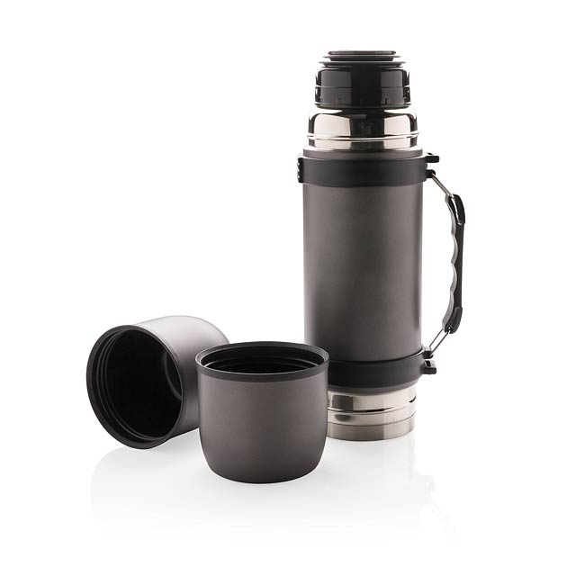 Vacuum flask with 2 cups - grey