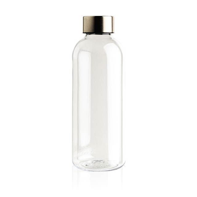 Leakproof water bottle with metallic lid, transparent - transparent