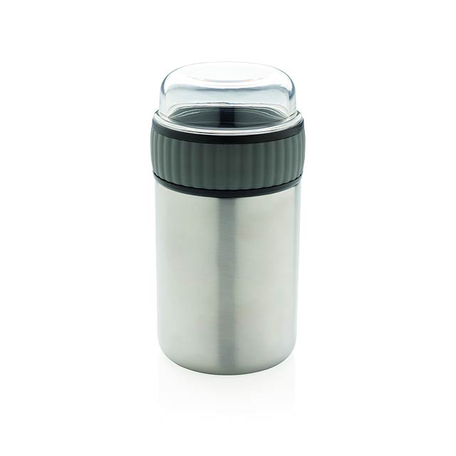 2-in-1 vacuum lunch flask - grey