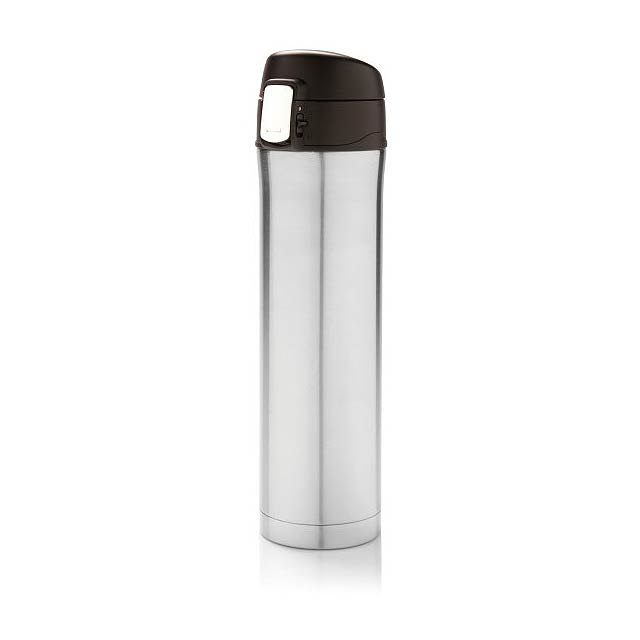 Easy lock vacuum flask, silver/black - silver