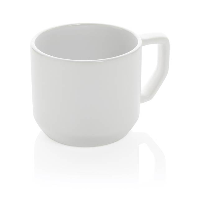 Ceramic modern mug, white - white