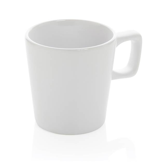 Ceramic modern coffee mug, white - white