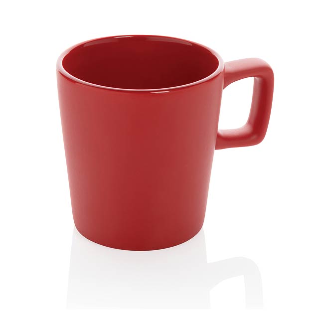 Moderní keramický hrnek na kávu, červená - červená