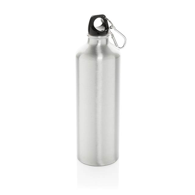 XL aluminium waterbottle with carabiner, silver - silver