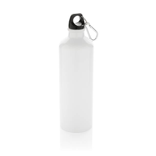 XL aluminium waterbottle with carabiner, white - white