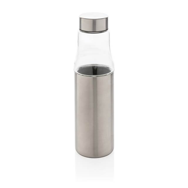 Nepropustná skleněná termo láhev Hybrid, stříbrná - stříbrná