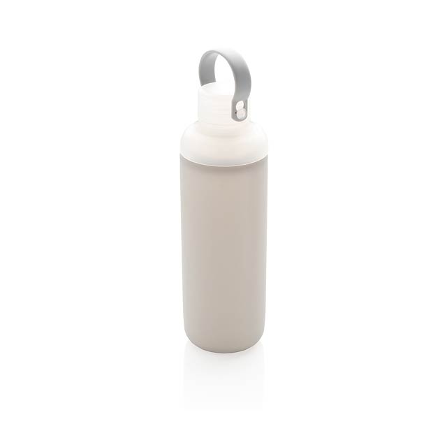 Glass water bottle with silicon sleeve - grey