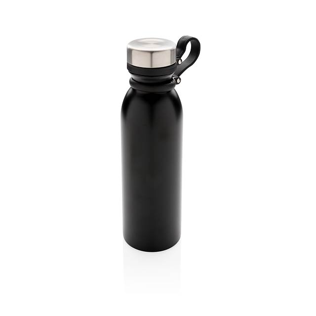 Copper vacuum insulated bottle with carry loop - black