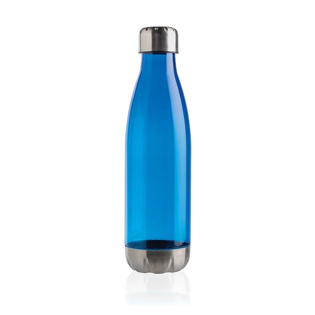 Leakproof water bottle with stainless steel lid, blue - blue