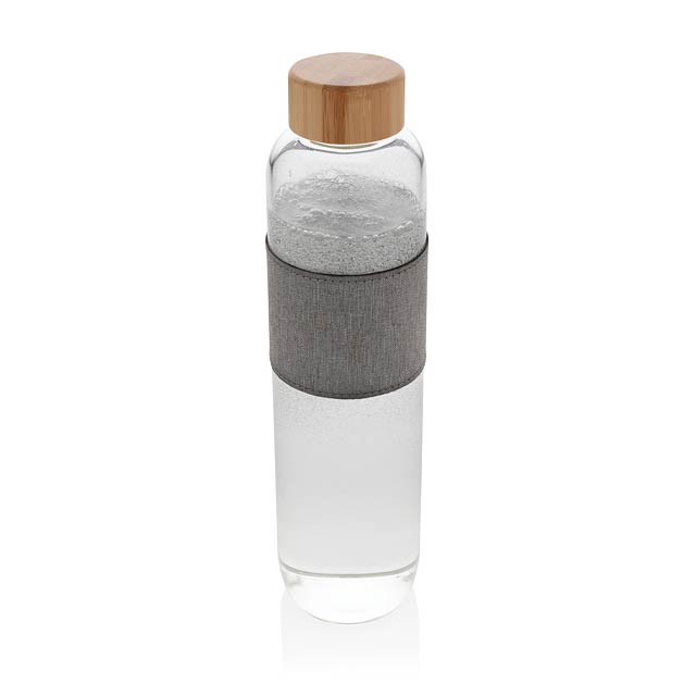 Impact borosilicate glass bottle with bamboo lid, transparen - transparent