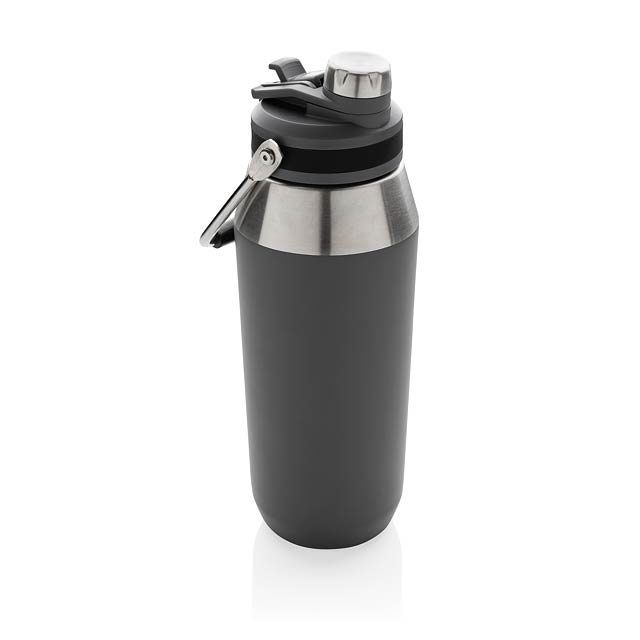 Vacuum stainless steel dual function lid bottle 1L, anthraci - black