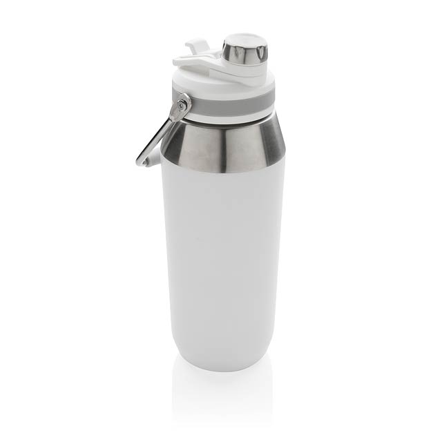 1L Vakuum StainlessSteel Flasche mit Dual-Deckel-Funktion, w - Weiß 