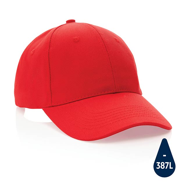 Impact AWARE™ 6 panel 280gr Recycled cotton cap, red - red