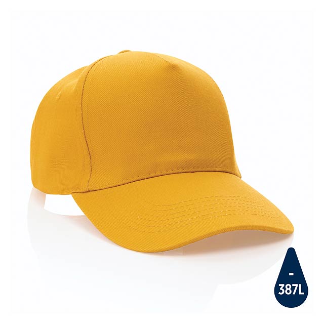 Impact 5panel 280gr Recycled cotton cap with AWARE™ tracer, - yellow