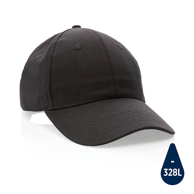 Impact 6 panel 190gr Recycled cotton cap with AWARE™ tracer, - black