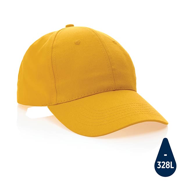 Impact 6 panel 190gr Recycled cotton cap with AWARE™ tracer, - yellow