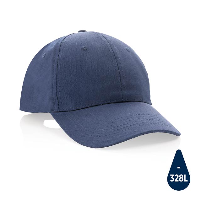 Impact 6 panel 190gr Recycled cotton cap with AWARE™ tracer, - blue