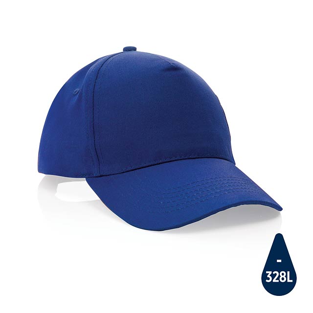 Impact 5 panel 190gr Recycled cotton cap with AWARE™ tracer, - blue