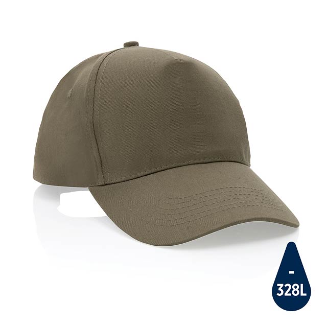 Impact 5 panel 190gr Recycled cotton cap with AWARE™ tracer, - green
