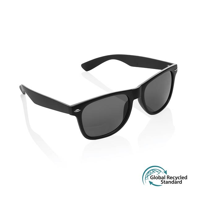 Sonnenbrille aus GRS recyceltem Kunststoff, schwarz - schwarz