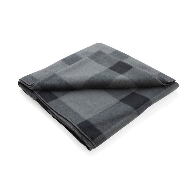 Soft plaid fleece blanket, anthracite - black