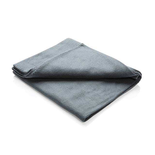 Fleece blanket in pouch, anthracite - black