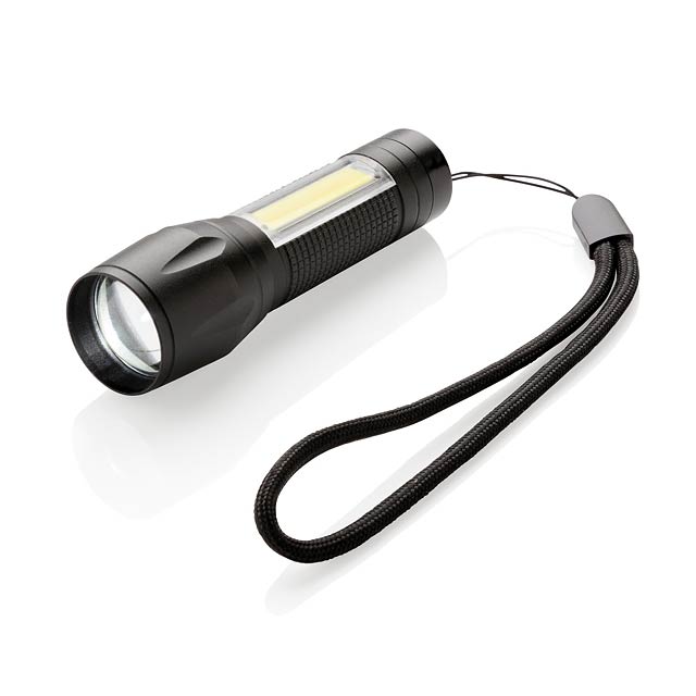 LED 3W focus torch with COB - black