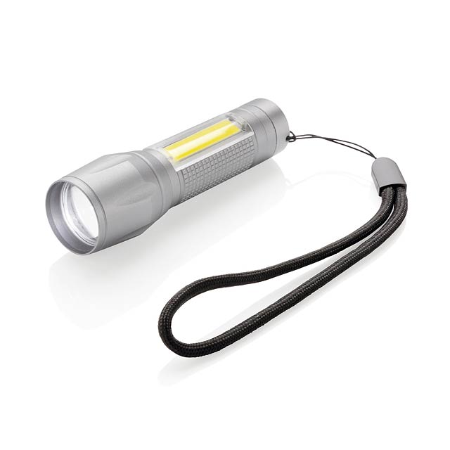 LED 3W focus torch with COB - grey