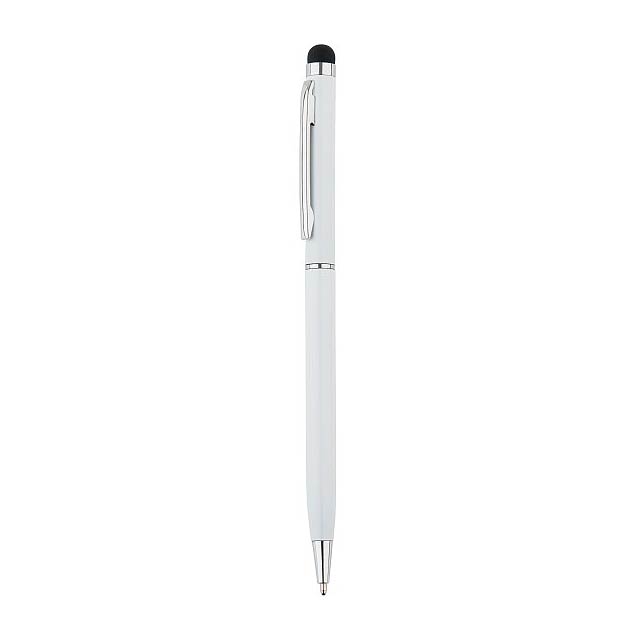 Tenké kovové stylusové pero, bílá - biela