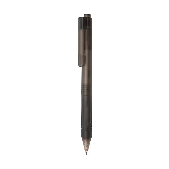 X9 frosted pen with silicon grip, black - black
