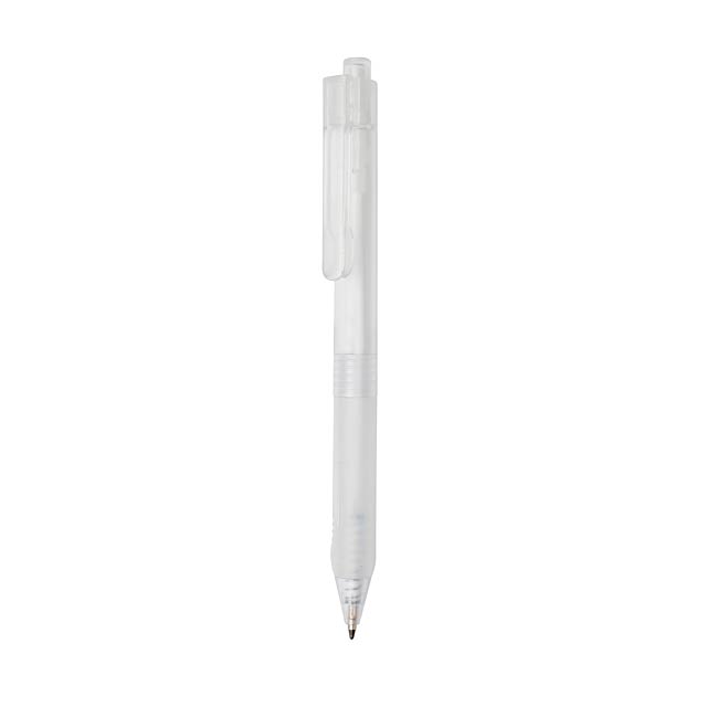 X9 frosted pen with silicon grip, white - white