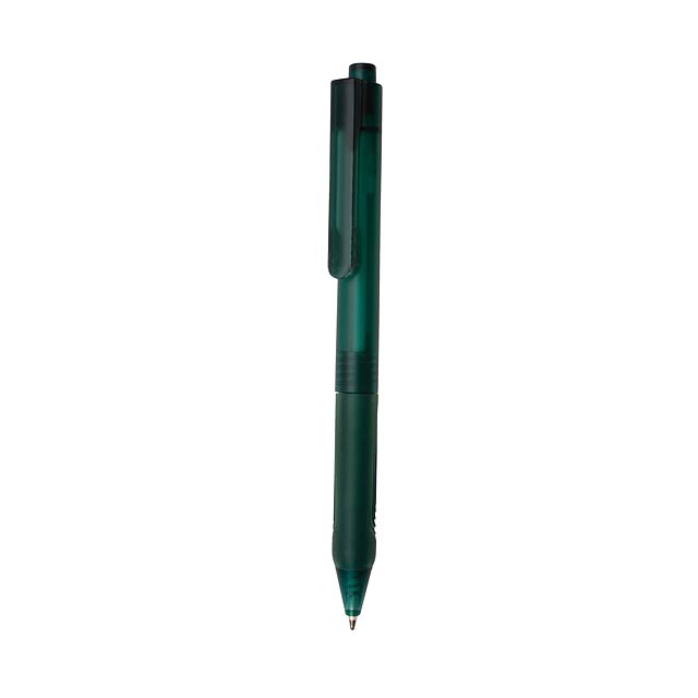 X9 frosted pen with silicon grip, green - green