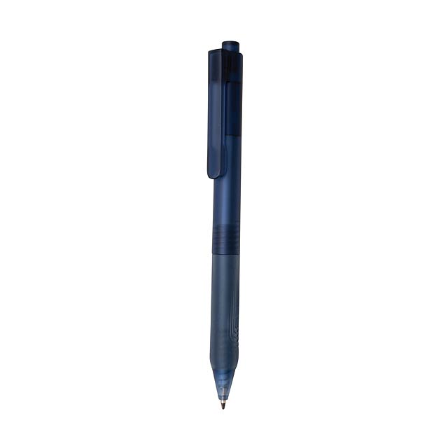 X9 frosted pen with silicon grip, navy - blue