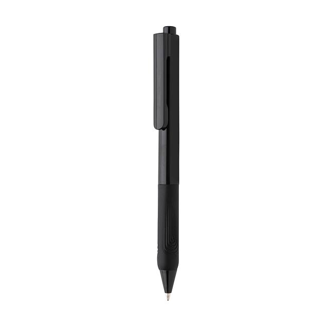 X9 solid pen with silicon grip, black - black