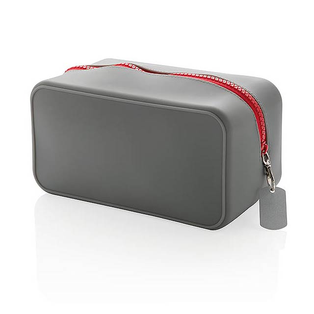 Leak proof silicone toiletry bag - grey