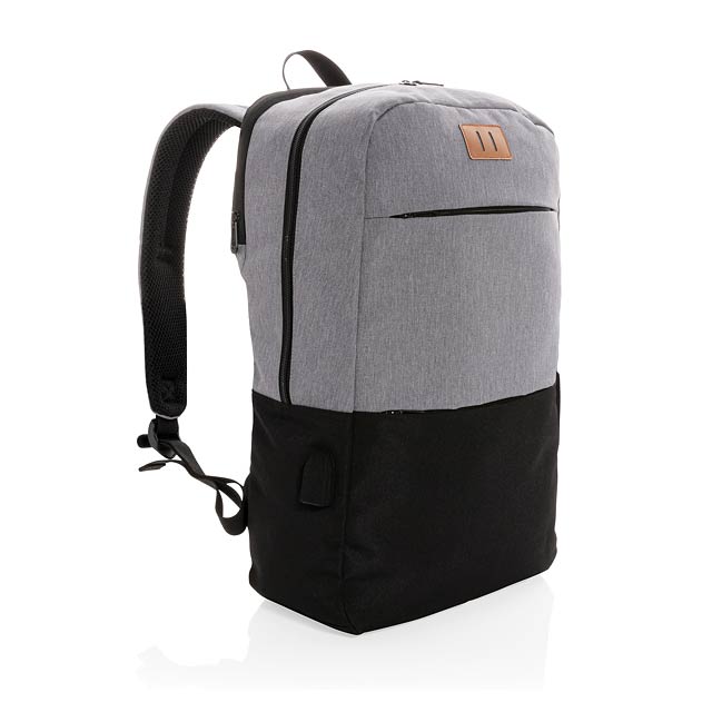 Modern 15.6" USB & RFID laptop backpack PVC free - black