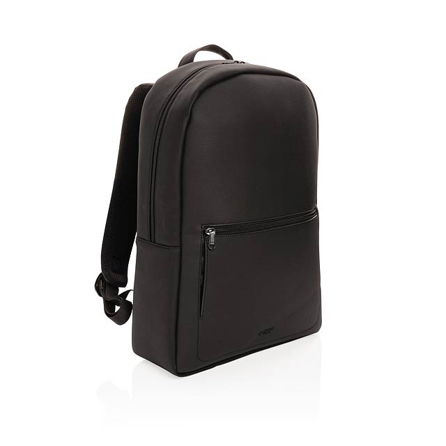 Swiss Peak deluxe vegan leather laptop backpack PVC free, bl - black