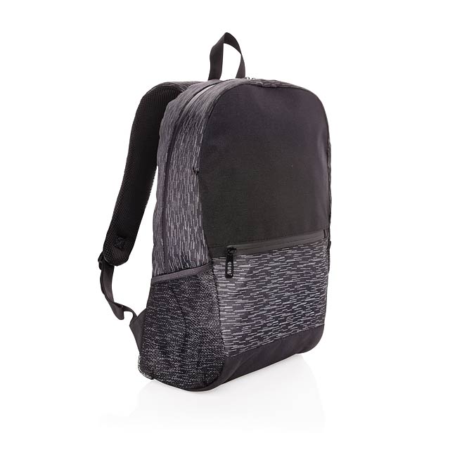 Reflexní batoh na notebook z RPET AWARE™, černá - černá