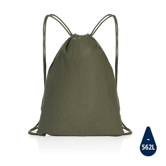 Impact AWARE™ Recycled cotton drawstring backpack 145gr, gre - green