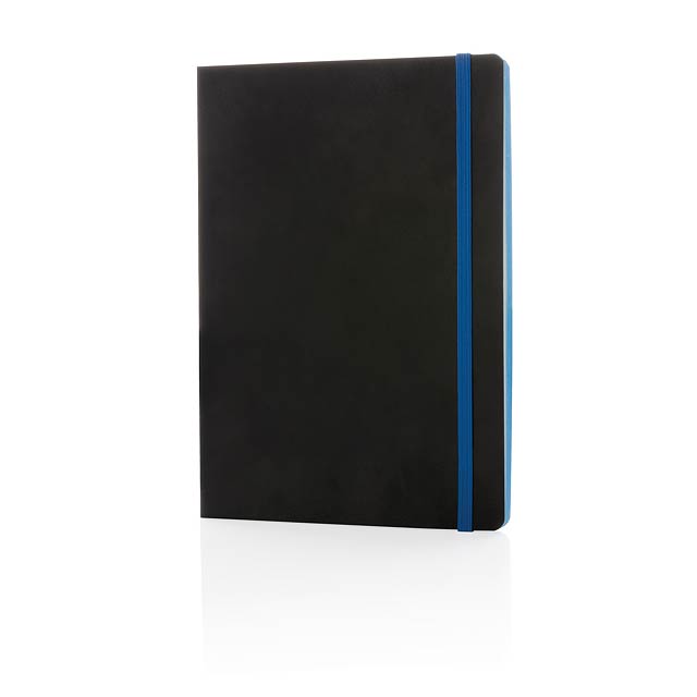 Deluxe A5 Softcover Notizbuch mit farbigen Akzenten - blau
