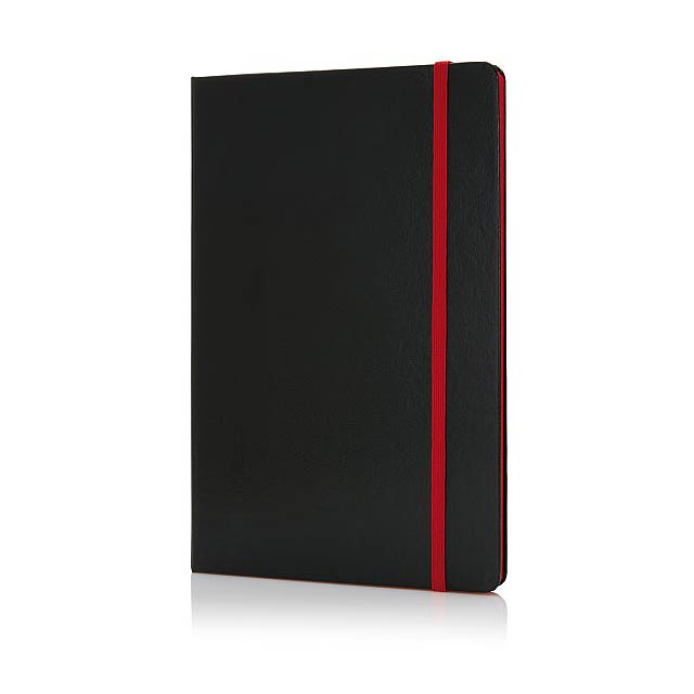 Deluxe hardcover A5 notebook with coloured side, red - red