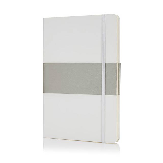 Deluxe hardcover A5 notebook, white - white
