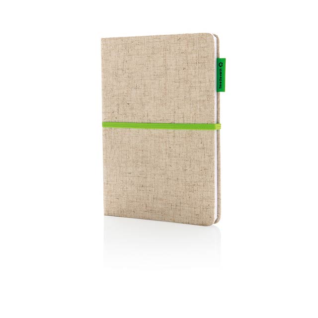 A5 Eco jute cotton notebook - green