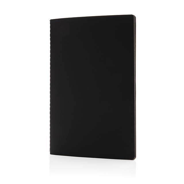 Softcover PU Notizbuch mit farbigem Beschnitt, schwarz - schwarz