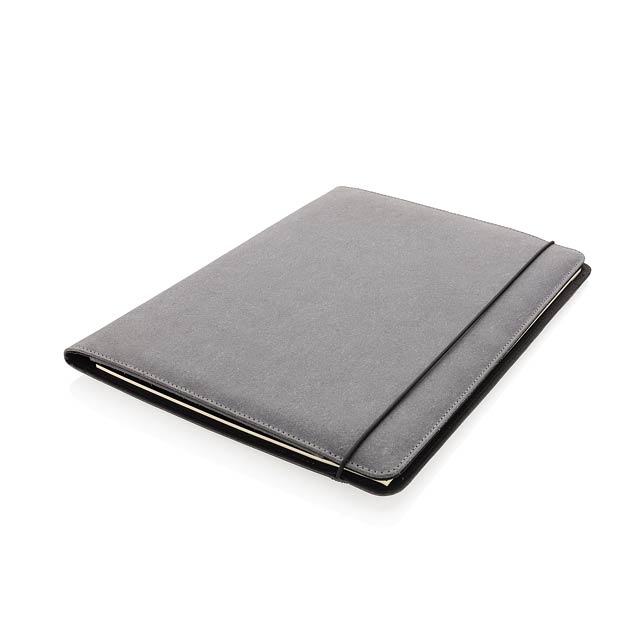 Recycled leather portfolio A4, grey - grey