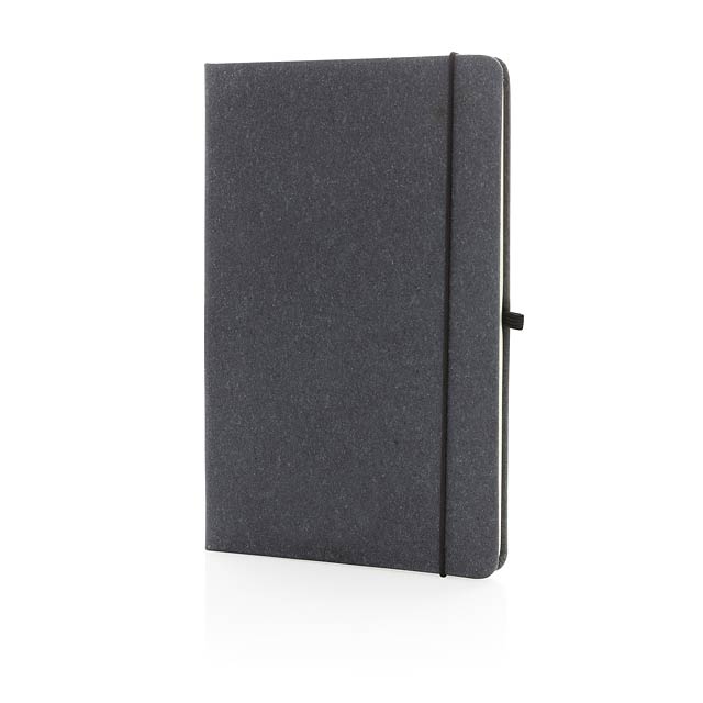 Recycled leather hardcover notebook A5, grey - grey
